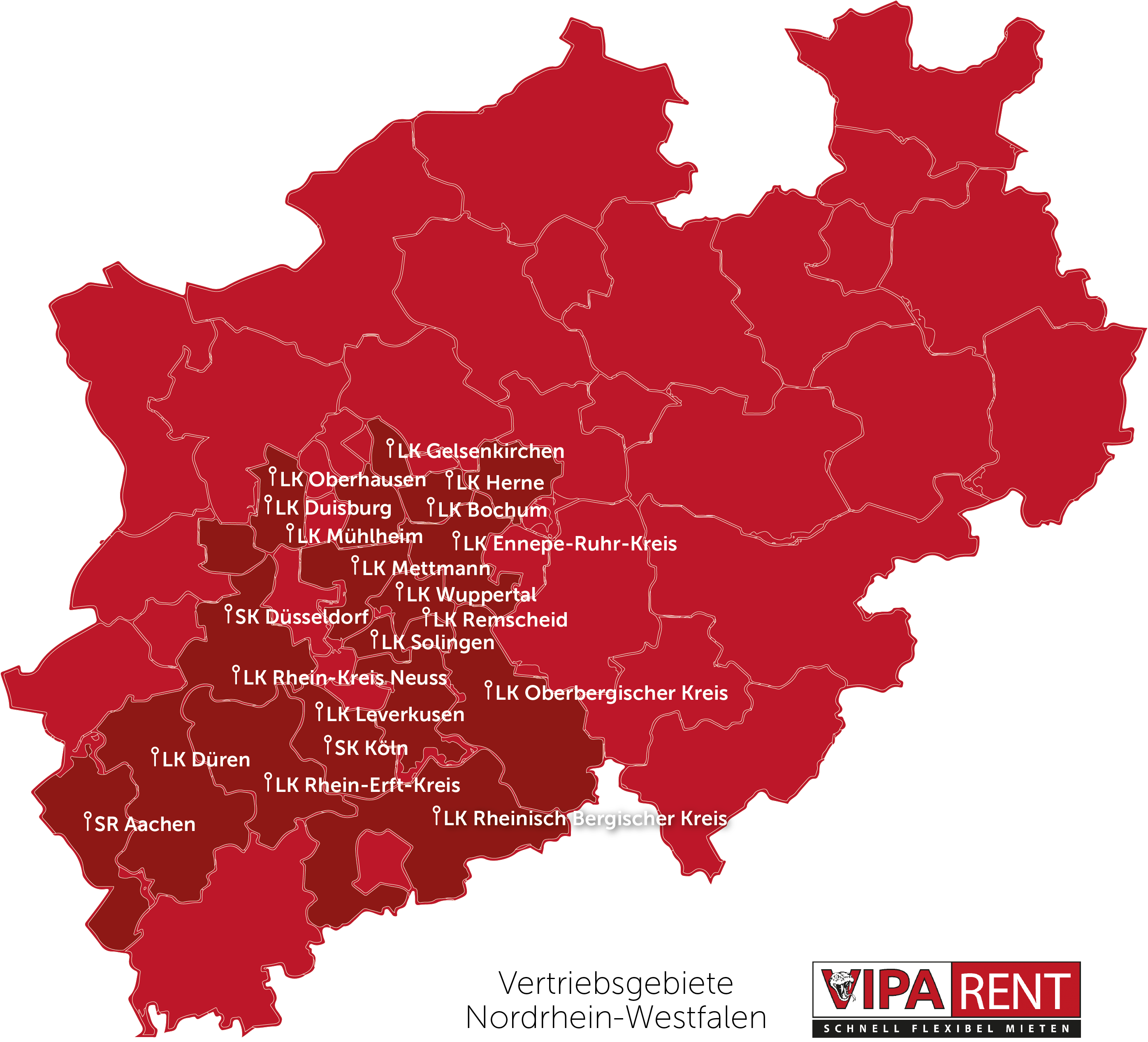 SANY Bagger - Vertriebsgebiete VIPA-Rent GMbH